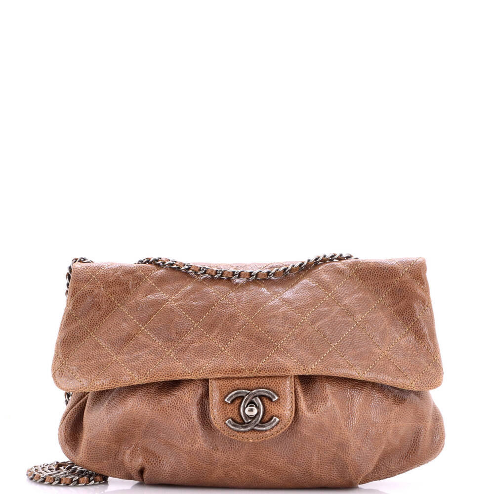 Chanel Medium Elastic Flap Bag Quilted Glazed Caviar